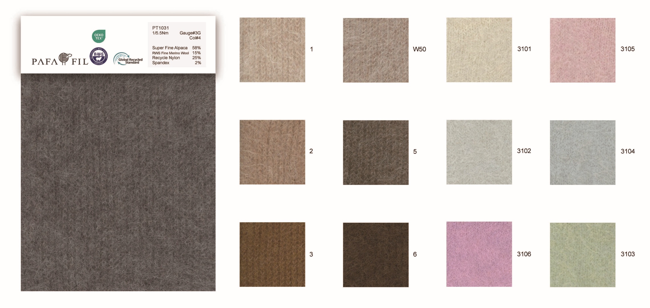 PT1031 Color card