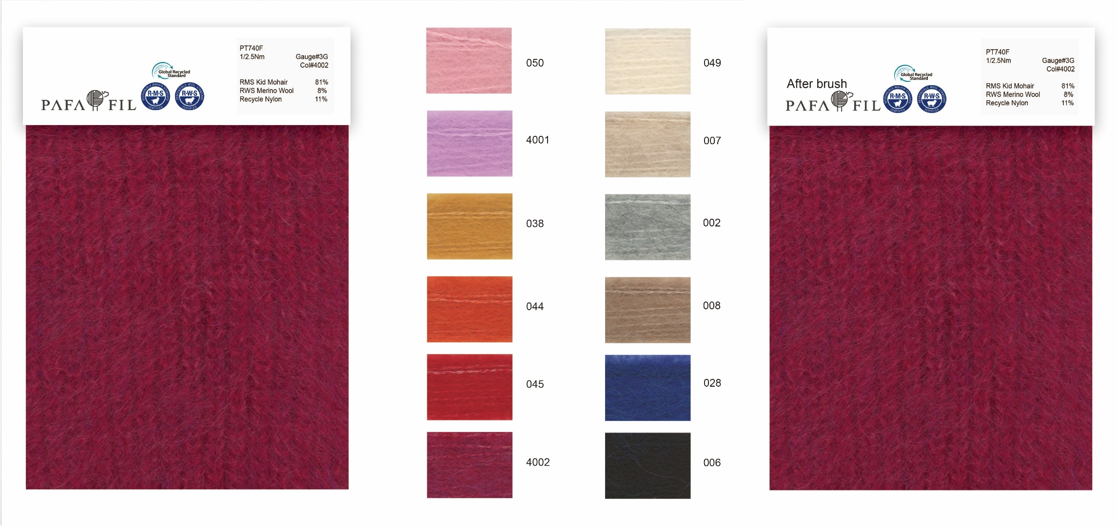 PT740F Color card